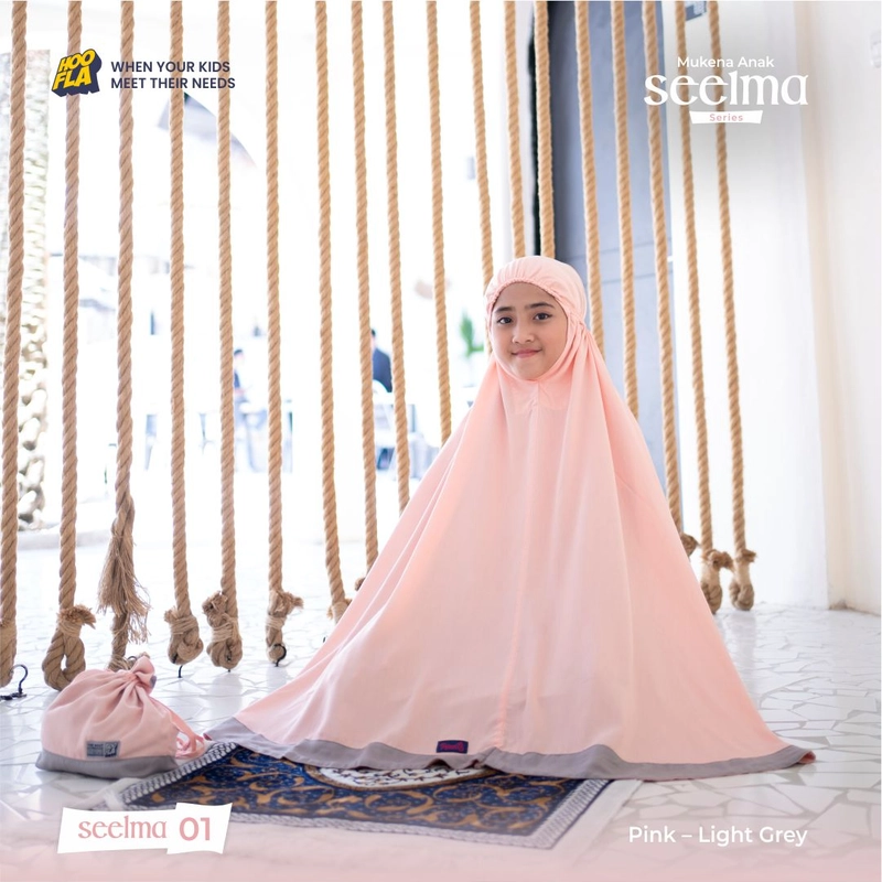 Product image Mukena Anak Seelma Series L (SEELMA 02) Light Grey-Pink